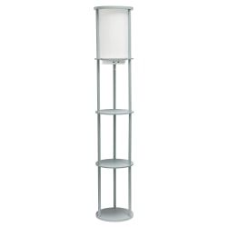 Simple Designs Round Etagere Floor Lamp, 62-1/2"H, White/Gray