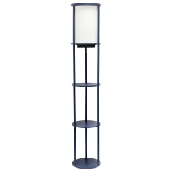 Simple Designs Round Etagere Floor Lamp, 62-1/2"H, White/Navy