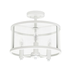 Lalia Home 3LT Glass And Metallic Accented Semi-Flushmount Lamp, 13"W, Clear Shade/White Base