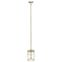 Lalia Home 1-Light Adjustable Hanging Cylindrical Glass Pendant Fixture, 6-3/4"W, Clear Shade/Antique Brass Base