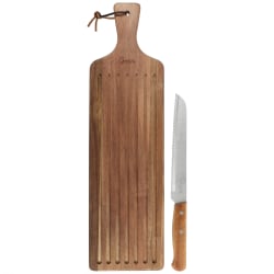 Gibson Elite 2-Piece Acacia Wood Serving Board And Bread Knife Set, Brown
