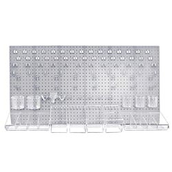 Azar Displays 125-Piece Pegboard Organizer Kit, 24" x 48", Clear