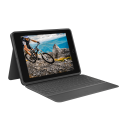 Logitech Rugged Folio for iPad 7th/8th/9th Generation, Protective Keyboard Case with Smart Connector and Durable Spill-Proof Keyboard - Graphite