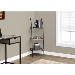 Monarch Specialties 48"H 3-Shelf Backless Metal Bookcase, Dark Taupe/Black