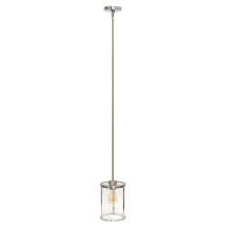 Lalia Home 1-Light Adjustable Hanging Cylindrical Glass Pendant Fixture, 6-3/4"W, Clear Shade/Brushed Nickel Base