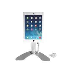 CTA Digital Dual Security Kiosk Stand With Locking Case & Cable Enclosure Anti-Theft For Tablet Aluminum Desktop