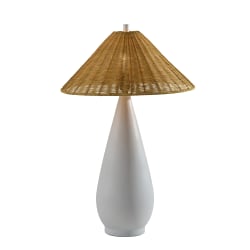 Adesso Lorelei Table Lamp, White/Brown Rattan Shade