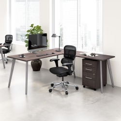 Bush Business Furniture WorkPro Motiva 72"W Modern L Shaped Office Desk With Rolling File Cabinet, Storm Gray, Standard Delivery