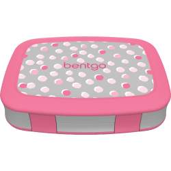 Bentgo Kids Prints 5-Compartment Lunch Box, 2"H x 6-1/2"W x 8-1/2"D, Pink Dots