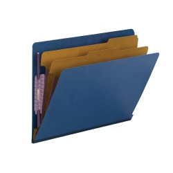 Smead® End-Tab Classification Folders, 2" Expansion, 2 Dividers, 8 1/2" x 11", Letter, Dark Blue, Box of 10