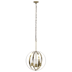 Lalia Home 3-Light Hanging Metal Globe And Clear Glass Ceiling Pendant, 18"W, Antique Brass