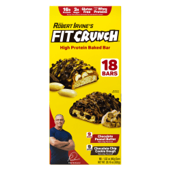 Chef Robert Irvine's FITCRUNCH High Protein Bars, Variety Pack, 1.62 Oz, Pack Of 18 Bars