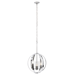 Lalia Home 3-Light Hanging Metal Globe And Clear Glass Ceiling Pendant, 18"W, Chrome