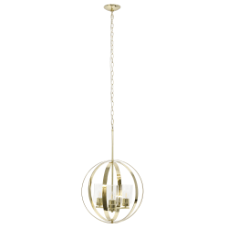 Lalia Home 3-Light Hanging Metal Globe And Clear Glass Ceiling Pendant, 18"W, Gold