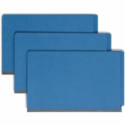 Smead® End-Tab Classification Folders, 2" Expansion, 2 Dividers, 8 1/2" x 14", Legal, 50% Recycled, Dark Blue, Box of 10