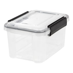 IRIS® Weathertight® Plastic Storage Container, 6.5 Quarts, 6 1/2" x 8 1/2" x 11 1/2", Clear