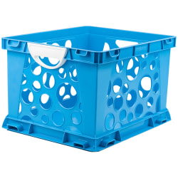Storex Premium File Crate with Handles, 10-1/2"H x 14-1/4"W x 17-1/4"D, Classroom Blue