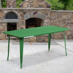 Flash Furniture Commercial Grade Indoor/Outdoor Metal Table, 29-1/2"H x 31-1/2"W x 63"D, Green