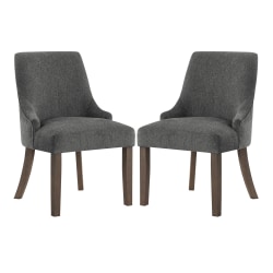 Office Star Leona Fabric Dining Accent Chairs, Charcoal, Set Of 2 Chairs