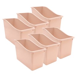 Teacher Created Resources Plastic Book Bins, 7-1/2"H x 11-3/8"W x 5-1/2"D, Blush, Pack Of 6 Bins