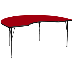 Flash Furniture Kidney Thermal Laminate Activity Table With Height-Adjustable Legs, 30-1/8"H x 96"W x 48"D, Red
