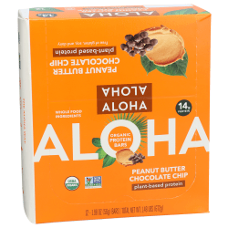 Aloha Plant Protein Bars, Organic Peanut Butter Chocolate Chip, 1.9 Oz, Total Qty 12