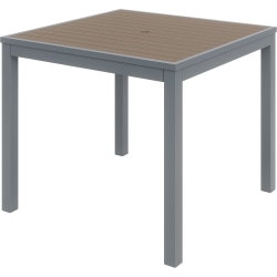 KFI Studios Eveleen Square Outdoor Patio Table, 29"H x 35"W x 35"D, Silver/Mocha