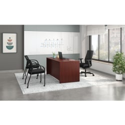 HON® Mod 66"W Double-Pedestal Computer Desk, Traditional Mahogany