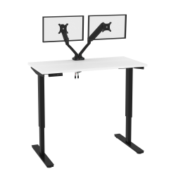 Bestar Universel Electric 48"W Standing Desk With Dual Monitor Arm, White