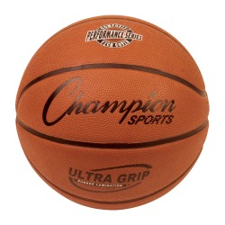 Champion Sports Ultra Grip Rubber Basketball With Bladder, Official Size 7, Orange