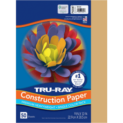Tru-Ray Construction Paper - Art Project, Craft Project - 9" Width x 12" Length - 76 lb Basis Weight - Almond - Fiber, Sulphite - 50 / Pack