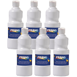 Prang Ready-To-Use Tempera Paints, 16 Oz, White, Pack Of 6 Paints