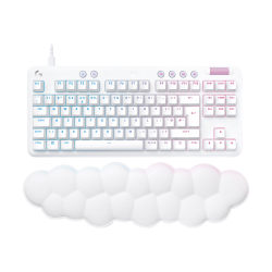 Logitech G713 Wired Gaming Keyboard, Tactile Switches (GX Brown), and Keyboard Palm Rest, White Mist - Keyboard - tenkeyless - backlit - USB - key switch: GX Brown Tactile