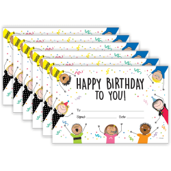 Creative Teaching Press Stick Kids Happy Birthday Awards, 30 Per Pack, Set Of 6 Packs