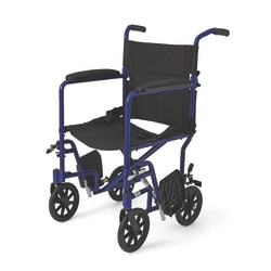 Medline Aluminum Transport Chair, 8" Wheels, Blue