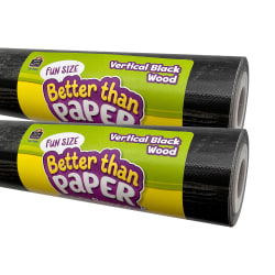 Teacher Created Resources Fun-Size Better Than Paper Bulletin Board Rolls, 18" x 12', Vertical Black Wood, Pack Of 2 Rolls