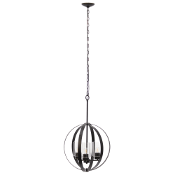 Lalia Home 3-Light Hanging Metal Globe And Clear Glass Ceiling Pendant, 18"W, Restoration Bronze
