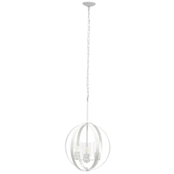 Lalia Home 3-Light Hanging Metal Globe And Clear Glass Ceiling Pendant, 18"W, White