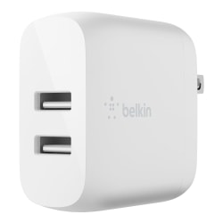Belkin 24-Watt Dual Port USB Wall Charger, White
