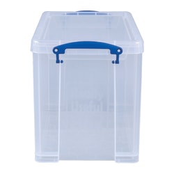 Really Useful Box® Plastic Storage Container With Built-In Handles And Snap Lid, 19 Liters, 14 1/2" x 10 1/4" x 11 1/8", Clear