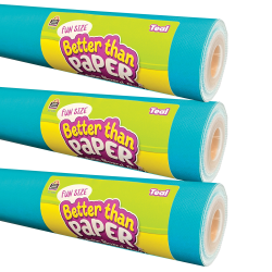 Teacher Created Resources Fun-Size Better Than Paper Bulletin Board Rolls, 18" x 12', Teal, Pack Of 3 Rolls