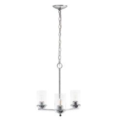 Lalia Home 3-Light Glass And Metal Hanging Pendant Chandelier, 15"W, Clear/Chrome