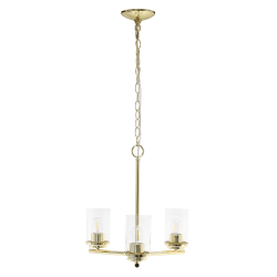 Lalia Home 3-Light Glass And Metal Hanging Pendant Chandelier, 15"W, Clear/Gold