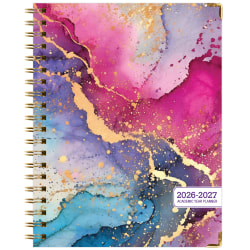 2026-2027 Excello Brands 14-Month Academic Year Hardcover Weekly/Monthly Fashion Planner, 8-1/2" x 11", Rainbow Gold Marble, May To June, Total Qty 1