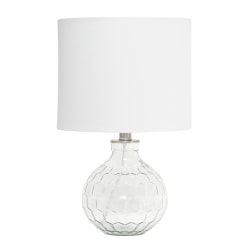 Lalia Home Engraved Honeycomb Glass Table Lamp, 17-3/4"H, White Shade/Clear Base