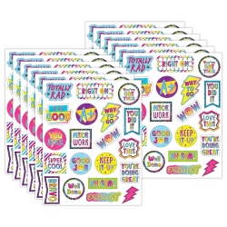 Teacher Created Resources Stickers, Brights 4Ever, 120 Stickers Per Pack, Set Of 12 Packs