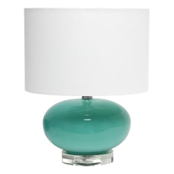 Lalia Home Ovaloid Glass Table Lamp, 15-1/4"H, White Shade/Aqua Base