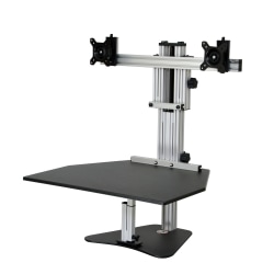 Ergo Desktop Kangaroo Elite Height-Adjustable Dual-Monitor Desk, Black