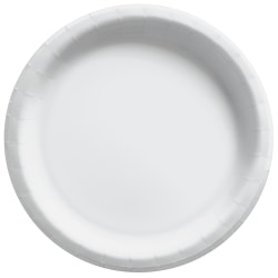 Amscan Round Paper Plates, 10", Frosty White, 20 Plates Per Pack, Case Of 4 Packs
