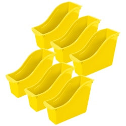 Storex Small Book Bins, 8-1/2"H x 4-1/2"W x 11-3/4"D, Yellow, Pack Of 6 Bins